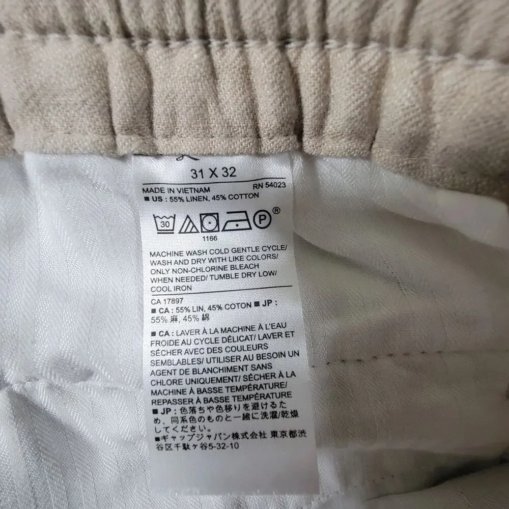 NWT Banana Republic Mens 31x32 (29L) Mason Athletic Tapered Linen Blend Pants